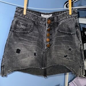 One Teaspoon - Black denim high waist mini skirt